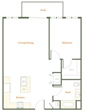 1 Bedroom 1 Bath (F) 206 floor plan